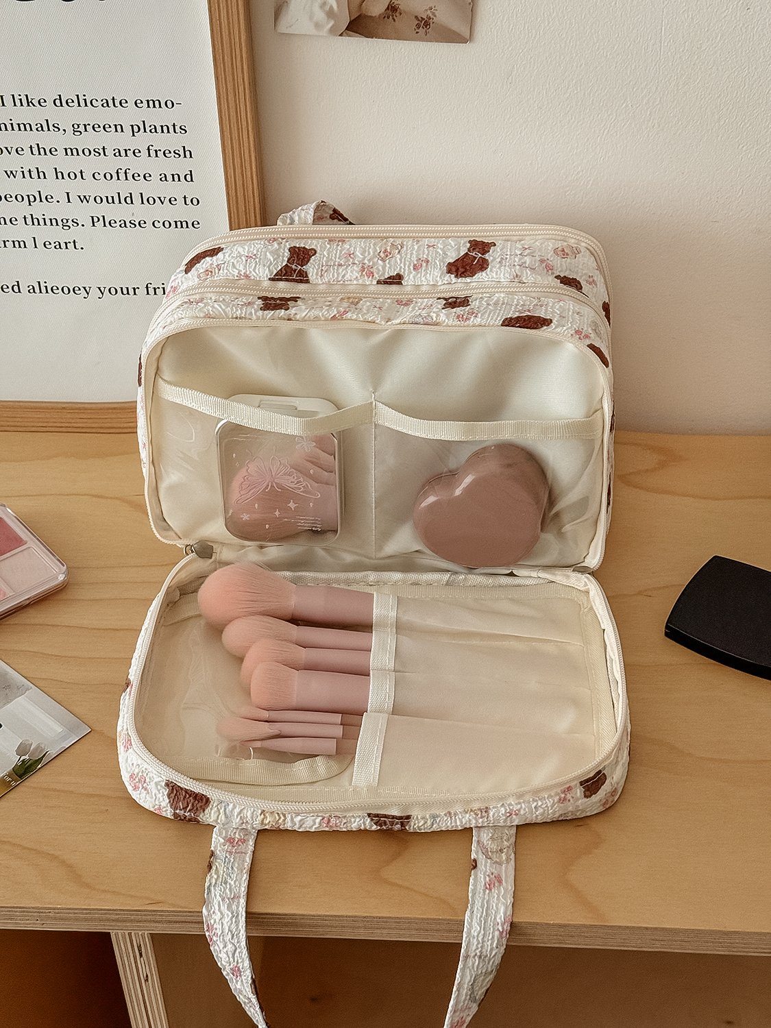 Airfriend Bear Makeup Bag Pouc - مراجعة Luxury Bags In China Wholesale وسعره