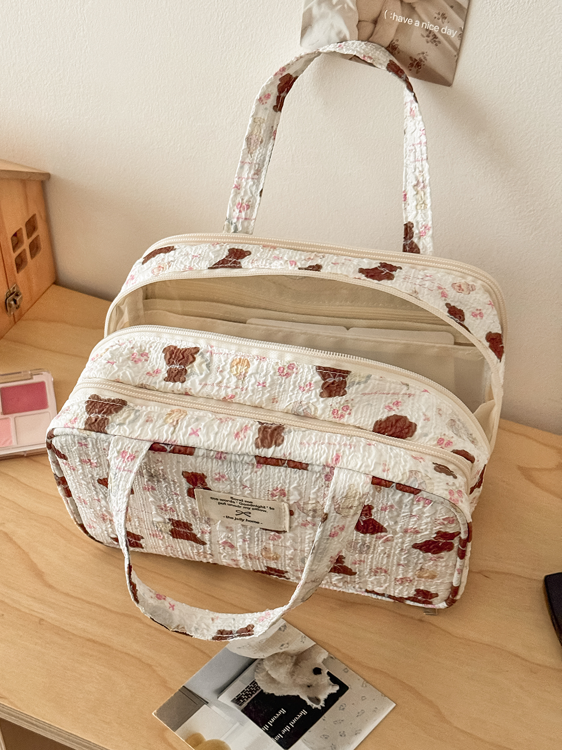 Airfriend Bear Makeup Bag Pouc - مراجعة Luxury Bags In China Wholesale وسعره
