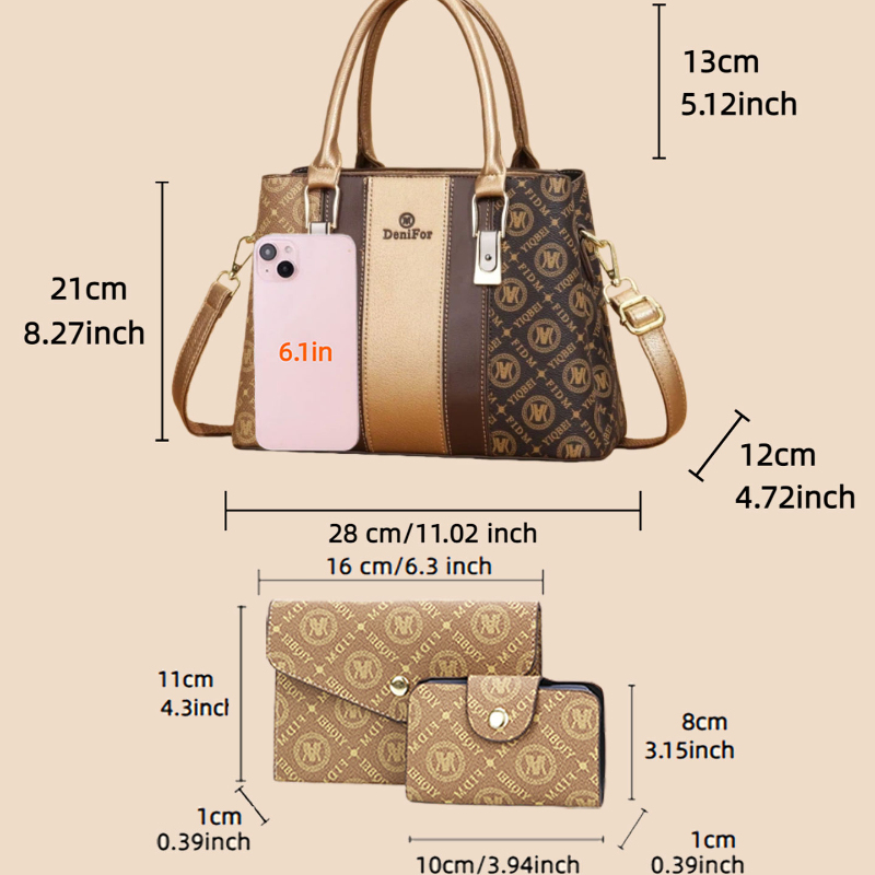 3-piece set of women's handbag - مراجعة Luxury Bags In وسعره